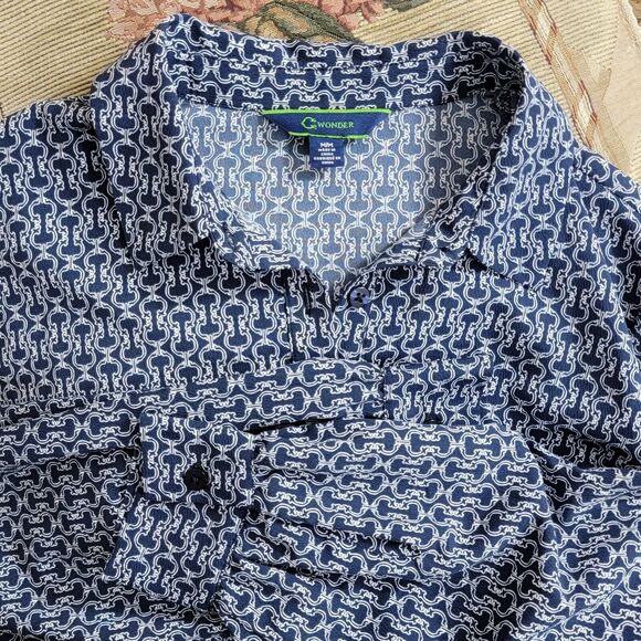 C Wonder by Christian Siriano Dress Womens Medium Blue White Long Sleeve Midi - Picture 10 of 13